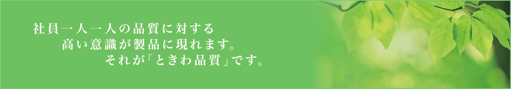 社員一人一人の品質に対する高い意識が製品に現れます。それが「ときわ品質」です。